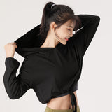 Hooded Round Neck Yoga Top