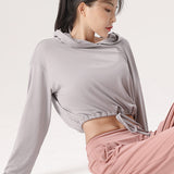 Hooded Round Neck Yoga Top